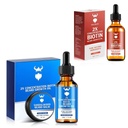 Kit de crescimento de barba de sândalo com biotina 2X para homens e óleo de crescimento de barba de baunilha, ingredientes naturais e espessa o crescimento do cabelo facial