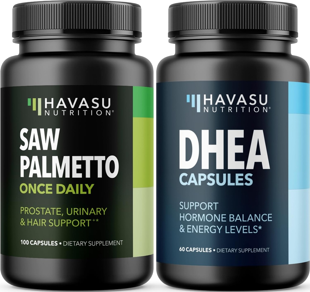 HAVASU NUTRITION DHEA 50mg Suplemento (60 Servings) & Saw Palmetto Cápsulas (100 Servings)