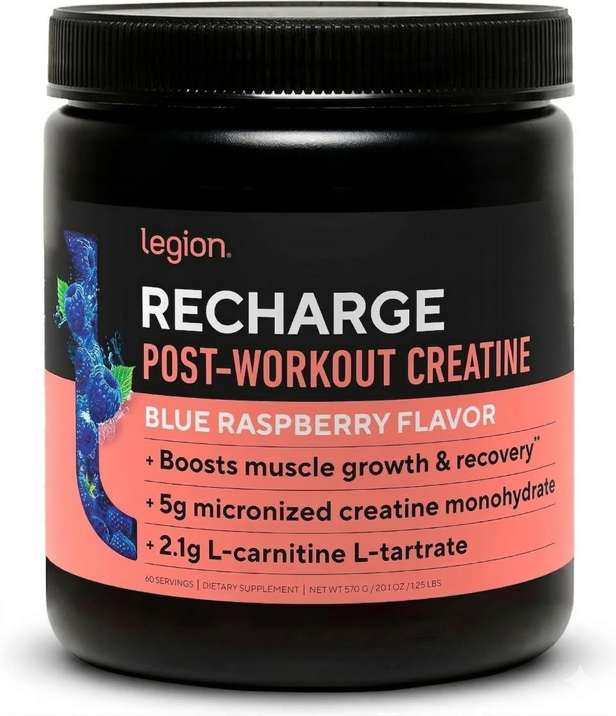 LEGION Recharge Post Treino Suplemento - Todos Natural Muscle Builder & Recuperação Beber com Creatina Micronizada Mono-hidratado naturalmente adoçado e aromatizado (desfolhado, 30 Serving (Pack of 1)