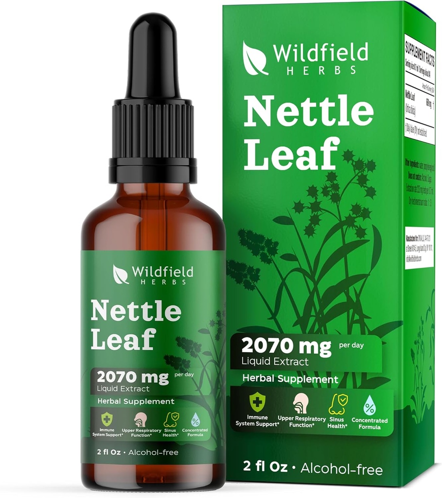 Extrato de folha de agulha de picadura gotas 2000mg (Urtica dioica L.) Absorvente de ervas melhor do que cápsulas, 1 Mês de Fornecimento, 84 Servings, Tintura livre de álcool - 2 Oz, pacote de 1