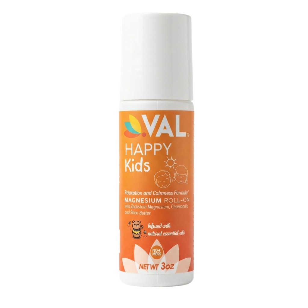 VEL Magnésio Roll-On para Crianças □ Gentil Zechstein Cloreto de Magnésio □ Relaxação para Daytime & Bedtime □ Calm & Mood Support □ com Camomila, Manteiga de Karité & Óleos Essenciais □ EUA Made □ 3 onças