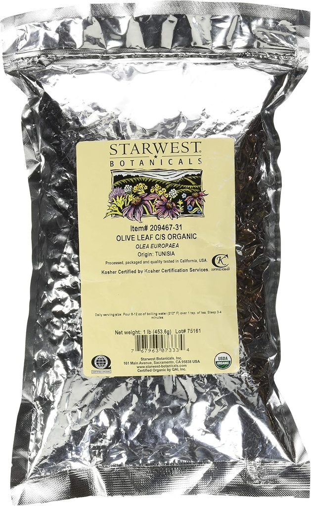 Starwest Botanicals Olive Leaf cortado e peneirado, 1 libra