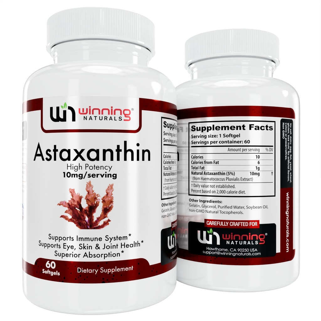 Astaxantina 10 mg Softgels, contagem de 60 (embalagem de 1)