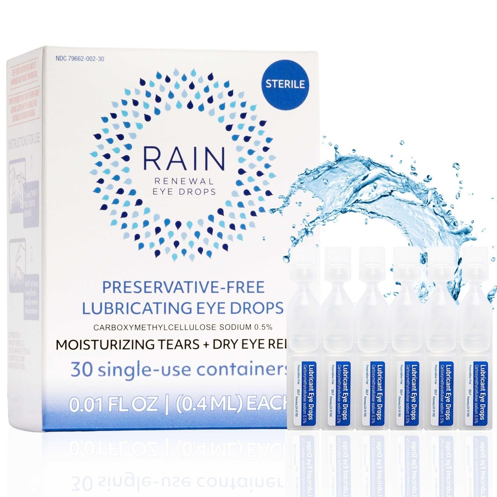Chuva Preservativa Colírio Livre para Olhos Secos Graves – Colírios Mais Naturais para Alívios Oculares Secos – Fórmula Proprietária Alivia Olhos Secos, Comichões – Recuperar o Conforto Olho