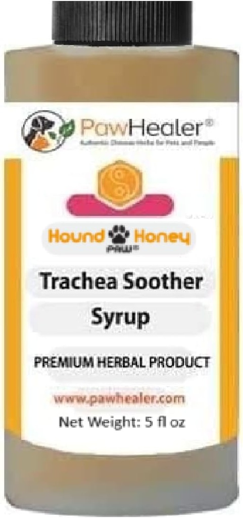 PawHealer® Hound Honey: Trachea Soother Syrup - 150 ml (5 fl oz) - Remédio de ervas naturais para sintomas de traqueia colapsada - Sabe bem - Fácil de administrar
