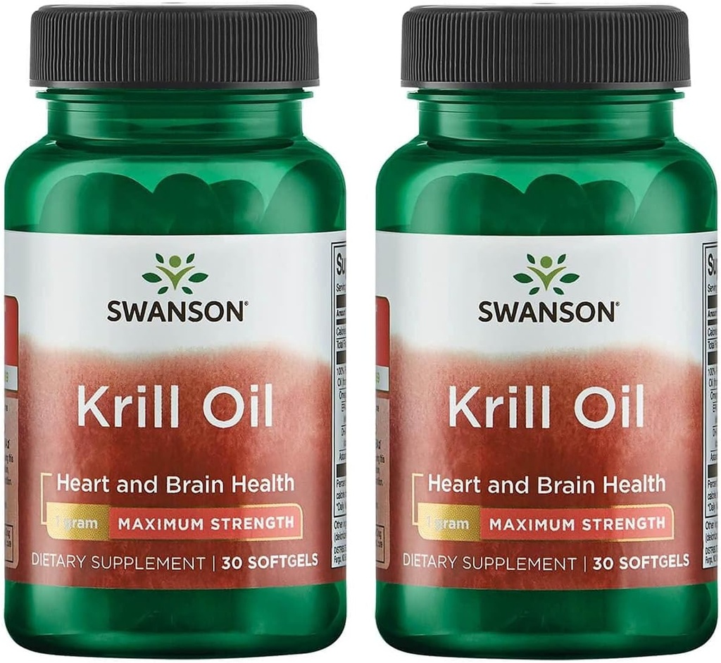 Swanson EFAs- Krill Oil - Força máxima - 1 g, 30 Softgels (2 embalagem)