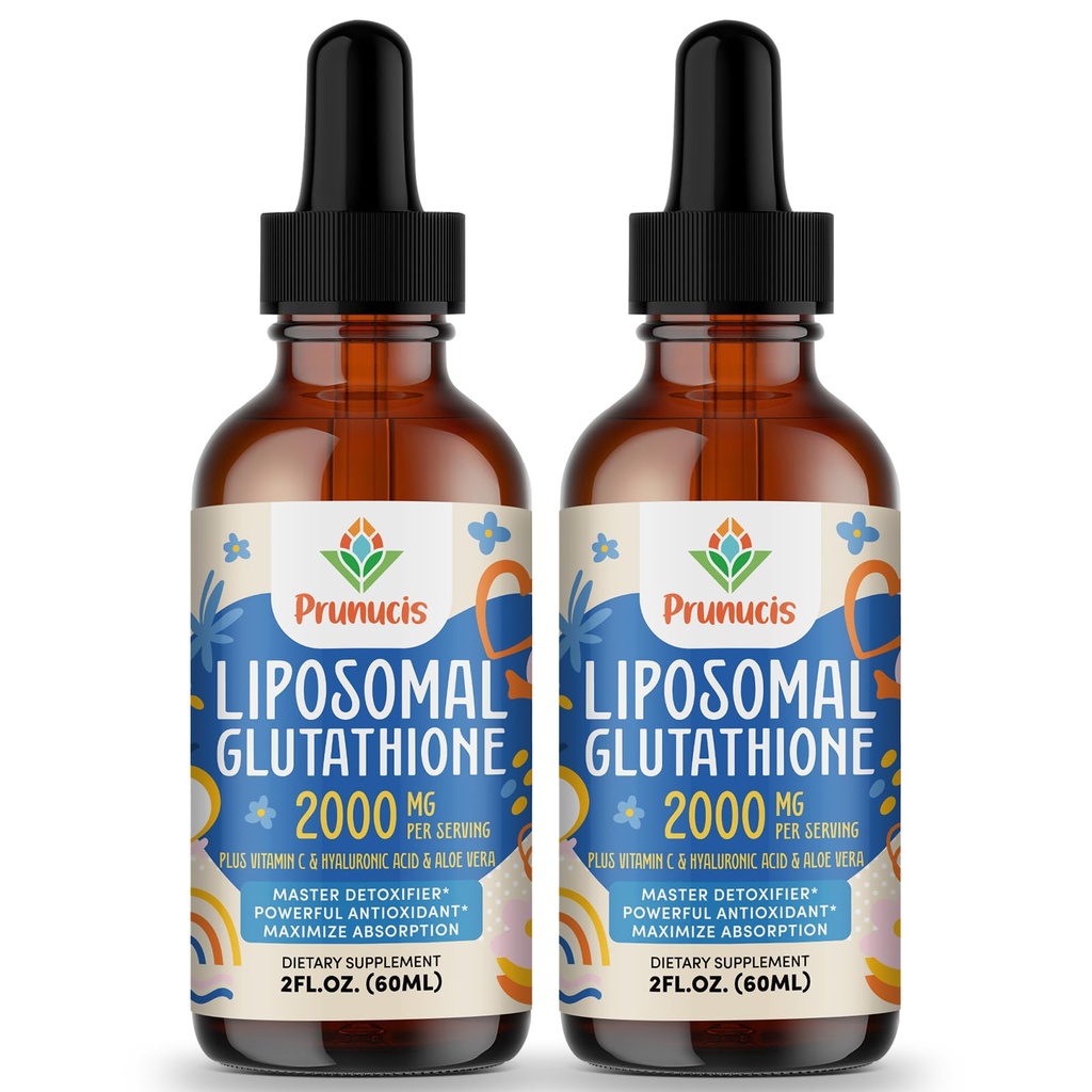 2000MG Lipossômico Glutationa Líquido, 98% Absorção, Forma ativa L-Glutationa Suplemento, Vegan Friendly, Complexo poderoso antioxidante para o sistema imunológico, Defesa do envelhecimento, Detox, 4 FL.OZ