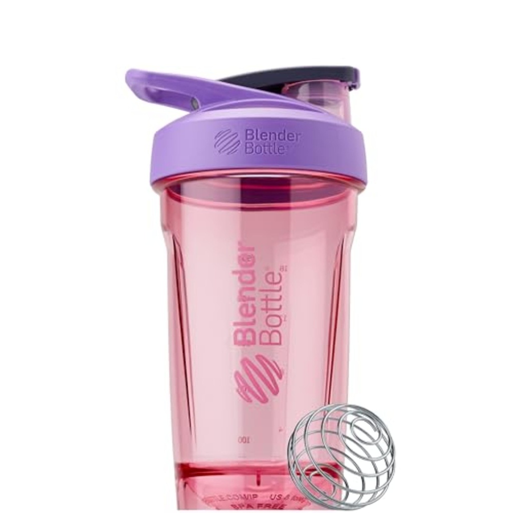 BlenderBottle Sport Shaker Garrafa com Wire Whisk, 24-ounce, roxo – Protein Shakes & Hydration para atletas e fitness entusiastas, fácil mistura, durável & leve, Lockable Lid