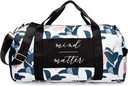 Bolsa de Ginásio para Mulheres com Compartimento de Sapatos e Pocket Molhado □ Bolsa Duffle de Ginásio Leve Durable com Citações Motivacionais e Designs Gráficos