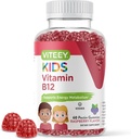 Viteey Vitamina B12 para chicletes para crianças, 1000mcg - Metabolismo, Suporte de energia natural - Vegan, Gelatina livre, Gluten Free, GMO livre - saborosa mastigado B12 Framboesa saborosa Gummy
