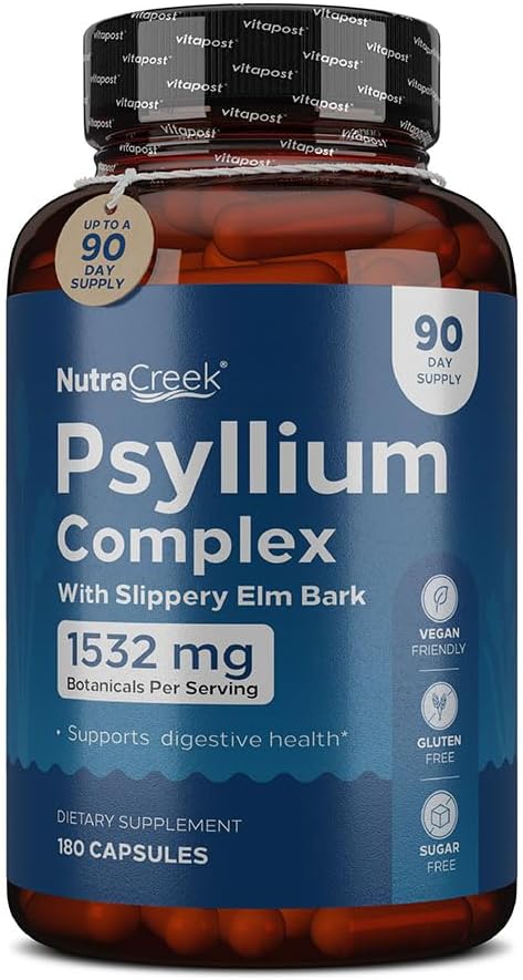 Complexo de Psyllium (Husk Cápsulas de Psyllium) com Pó de Psyllium, Elm e Ginger para limpar e apoiar Sistema Digestivo de Saúde