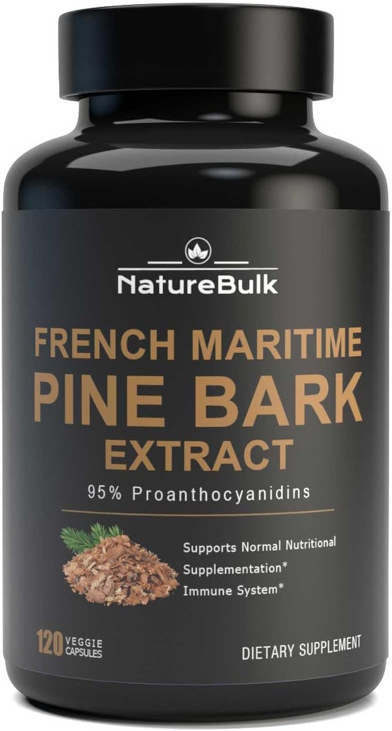 Francês Maritime Bark Extract 400 mg, 95% Proanthocianidins - Extrato 30X padronizado, 120 Cápsulas Vegan