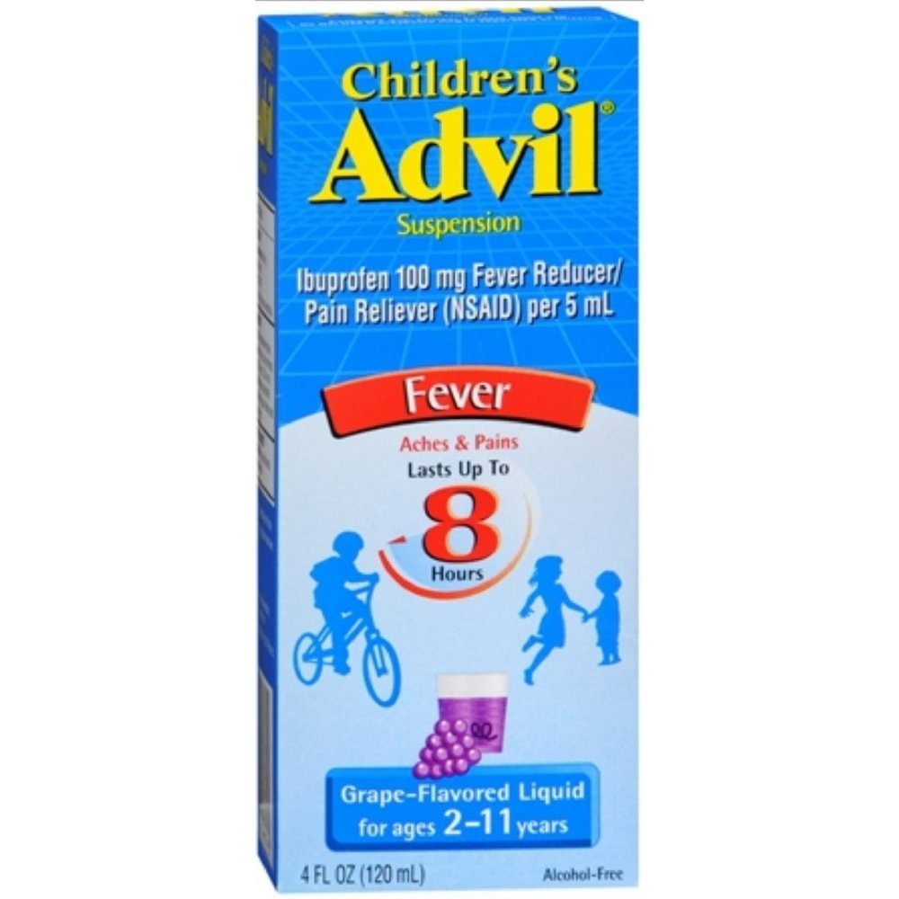 Childrenâââ €š¬ââ €ž¢s Advil Liquid Pain Relief Medicine and Fever Redutor, 100 Mg Ibuprofeno Infantil para Idades 2-11, Uva - 4 Fl Oz