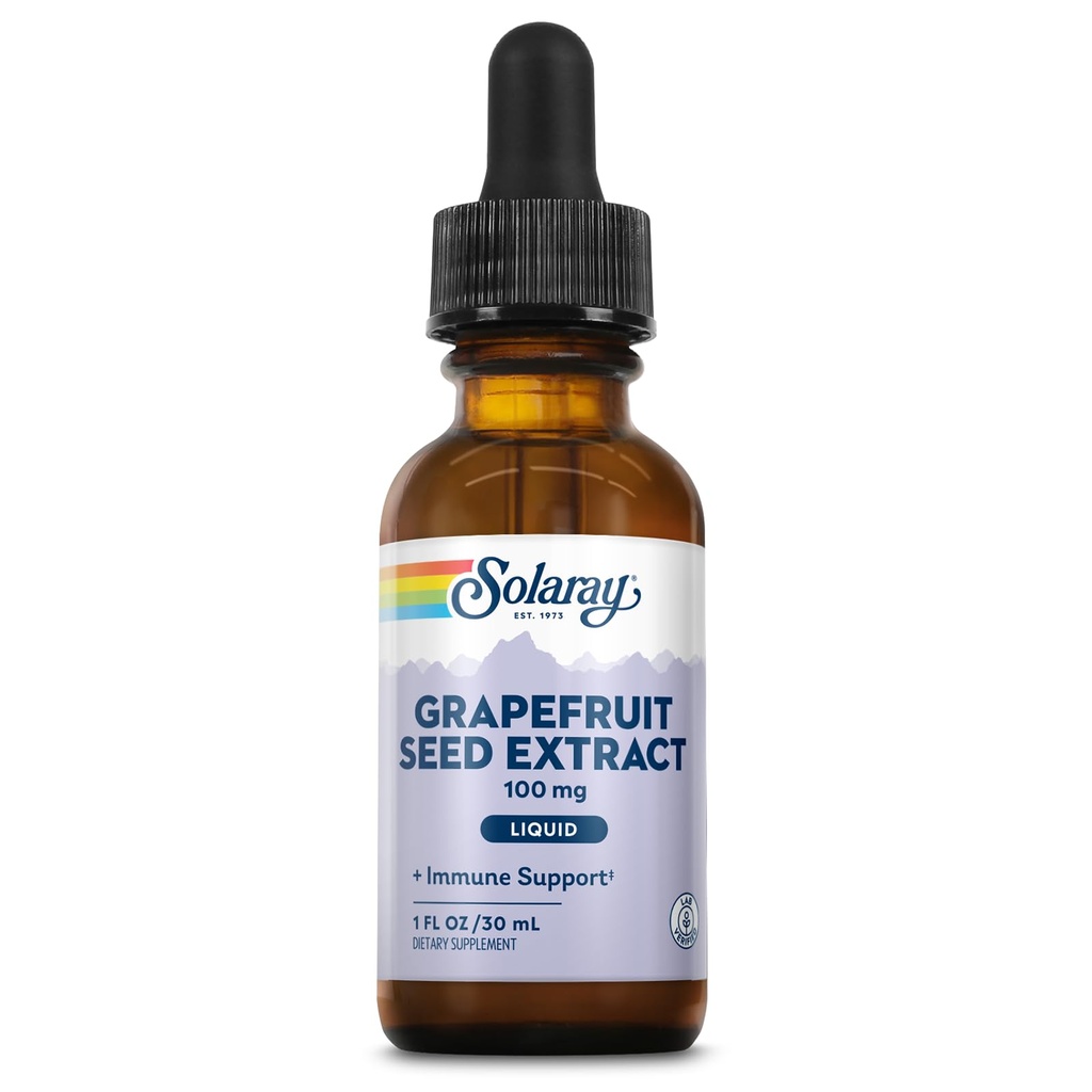 SOLARAY Grapefruit Extract Drops 100mg - bem-estar suporte suplemento - líquido conveniente gotas, 60-dia dinheiro de volta garantia, laboratório verificado, cerca de 100 serviços, 1 FL OZ
