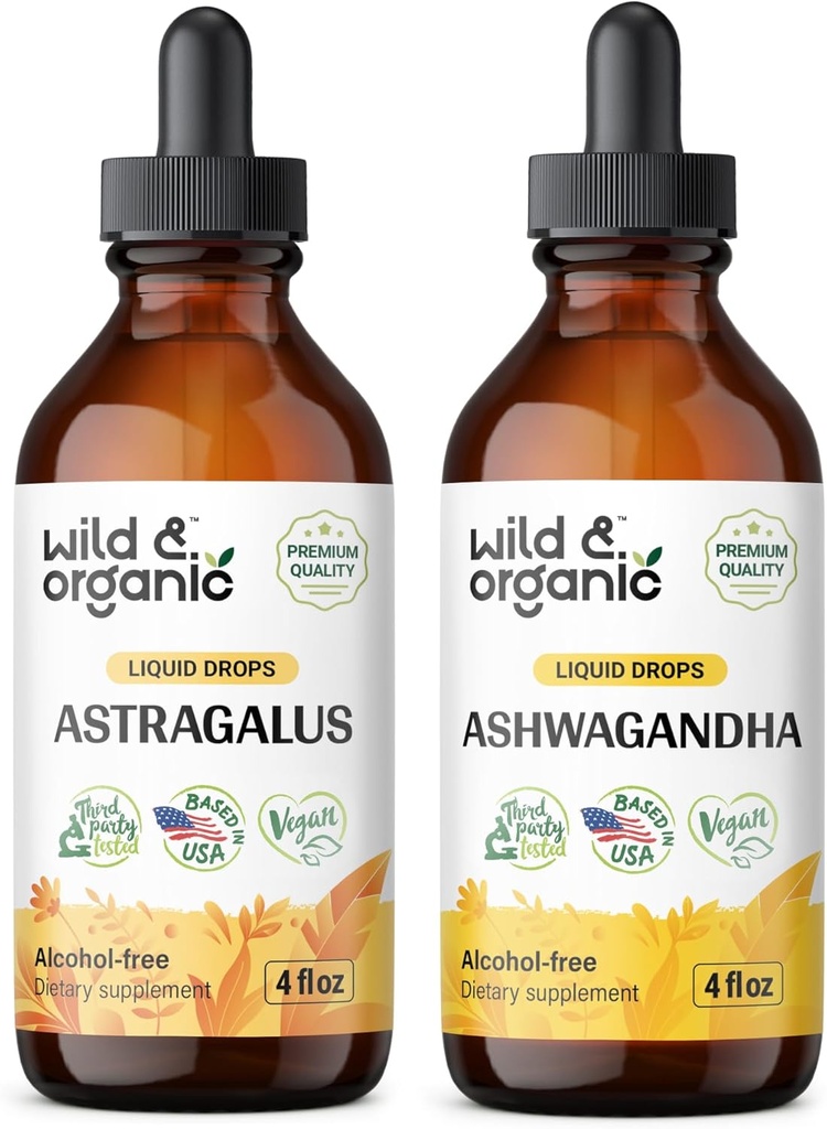 Selvagem e orgânica Astragalus Tintura 4 fl oz & Ashwagandha Tintura 4 fl oz