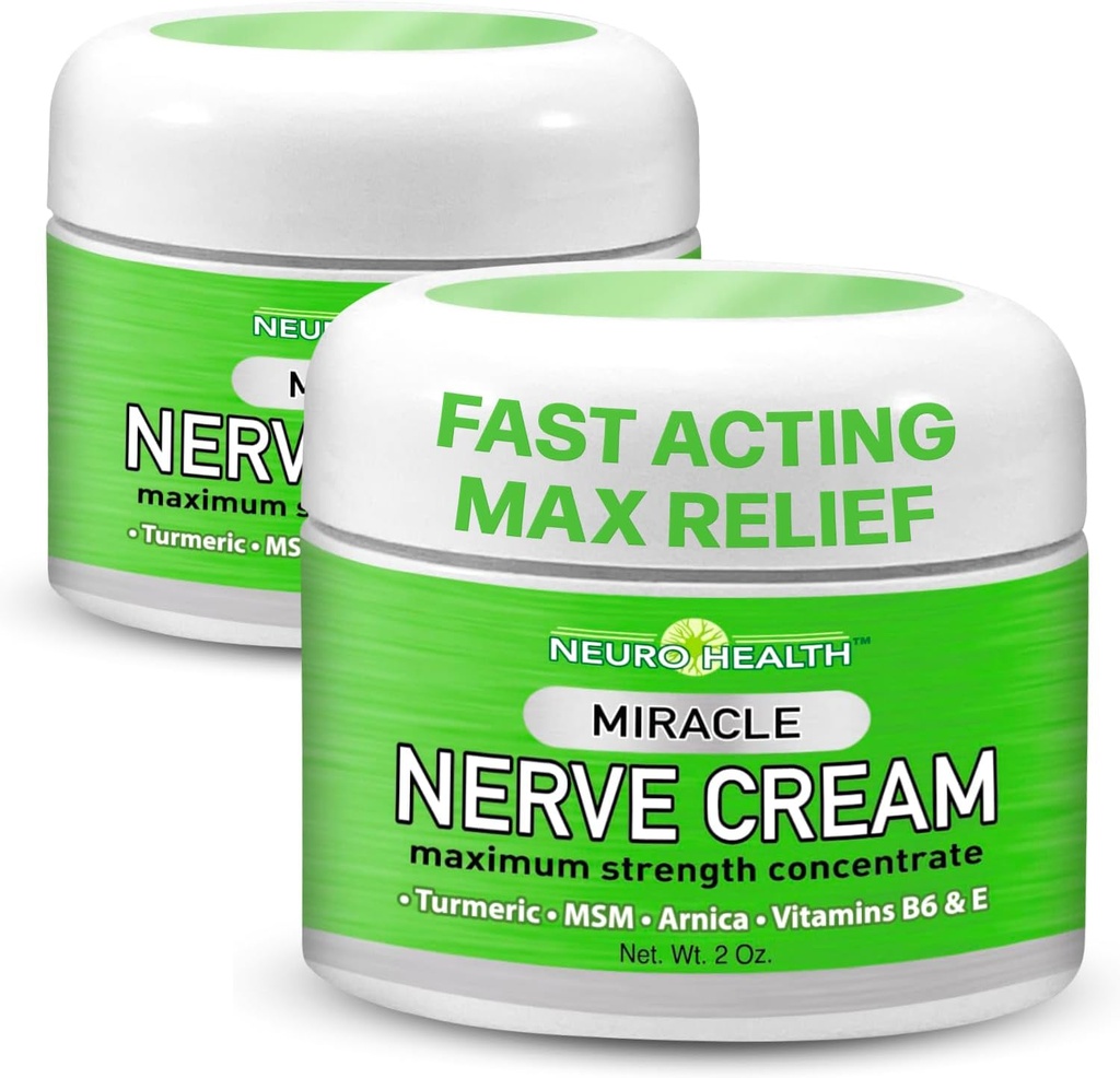 Miracle Nerve Cream - Máxima Força - Açafrão e Arnica Mistura para Neuropatia Desconforto alívio - calmante pé & mão Fórmula com HSH, B6, E - Made in USA - 2 Pack