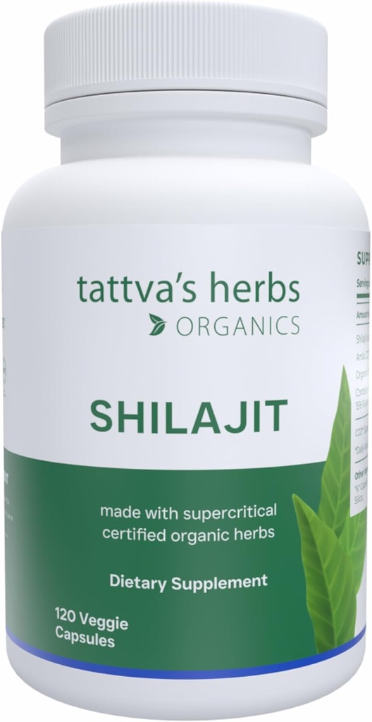 Suplemento de ervas Shilajit de Tattva, Shilajit para homens e mulheres, Himalayan Shilajit Cápsulas, Extrato de Shilajit, 1 Pacote, 120 Conde, 25 Anos de Serviço Premium