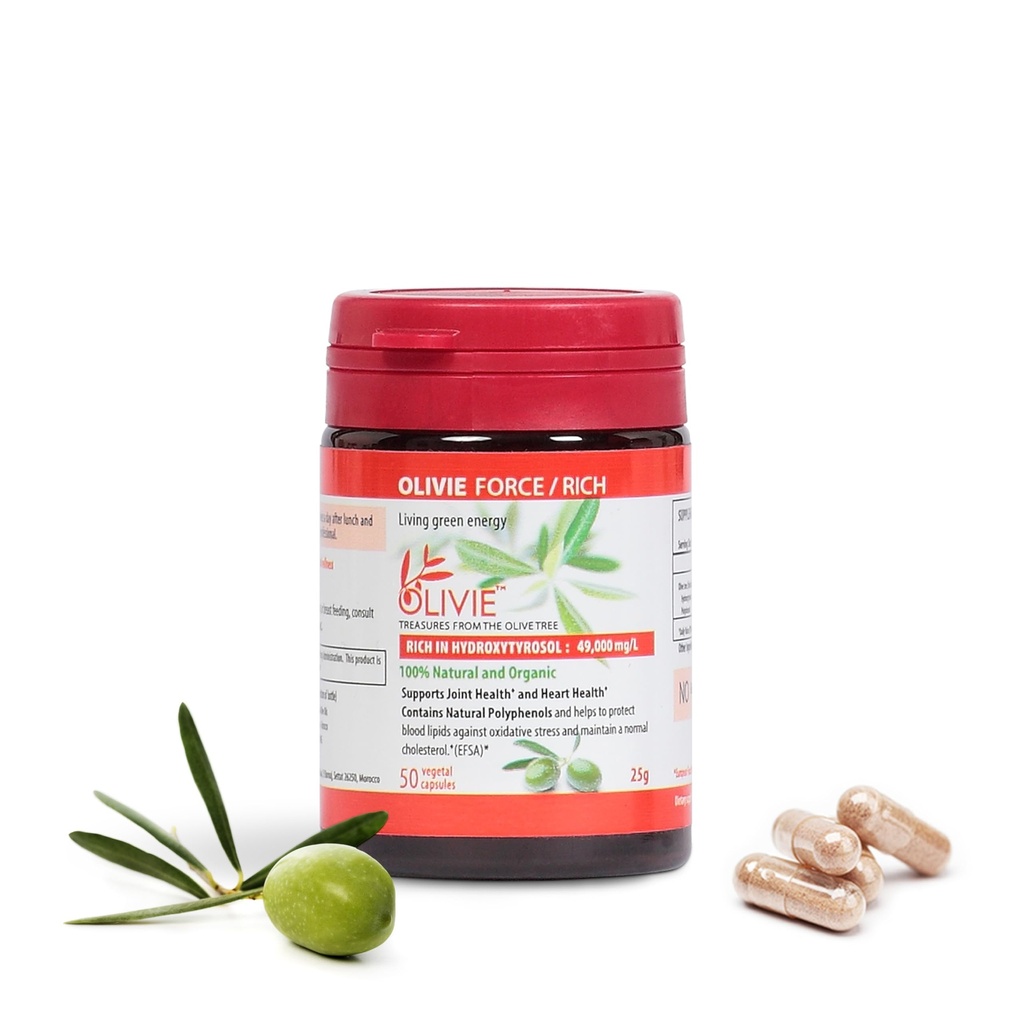 Olive Olive Leaf Extract Cápsulas Olivie Force/Rich - Suplemento de Polifenol Antioxidante para Adultos