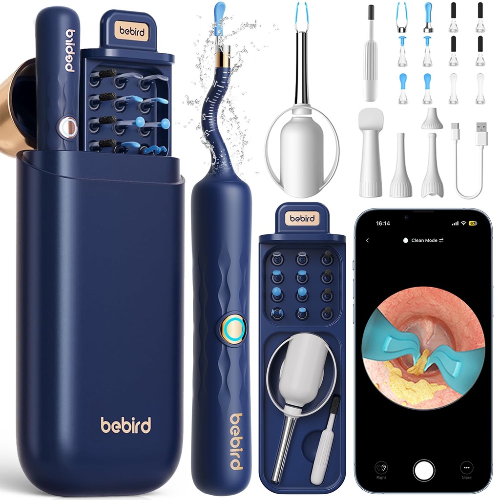 Bebird Earsight Plus D39R Ear Wax Removal Tool Camera, FSA HSA Itens elegíveis, Limpador de Ouvidos com Otoscópio Flexível da Câmera de Ouvido, Removedor de Cera Visual da Pinça de Ouvido, Kit de Limpeza de Ouvidos para Família