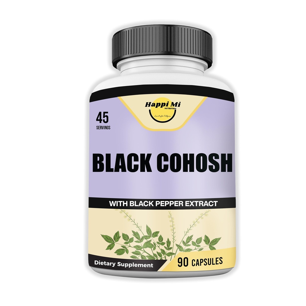 Black Cohosh Made with Organic Black Cohosh Root 1300MG por serviço, Hormônios de equilíbrio, Natural Menopausa & Apoio Menstrual, Apoio à Saúde das Mulheres, 90 Cápsulas Vegan, 45 Servings