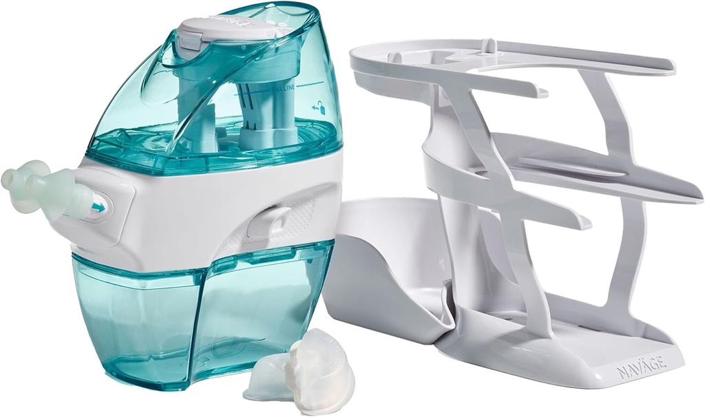 Navage Essentials Bundle - Sistema de Irrigação nasal - Kit de lavagem nasal salina com 1 Navage Nase Cleaner, 30 Pods de sal e 1 Countertop Caddy