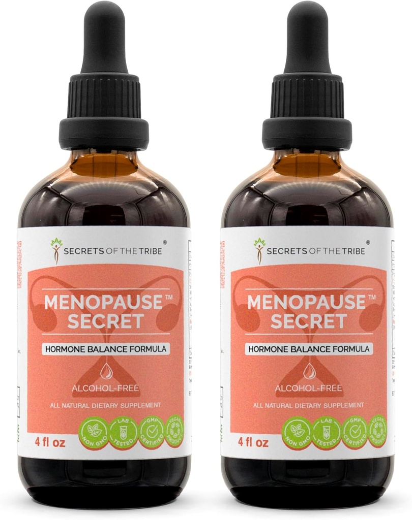 Menopause Secret Alcohol-Free, Glicerite Black Cohosh, Vitex, Red Clover, Maca, Dong Quai, St. John's Wort. Tintura, extrato de ervas Hormônio equilíbrio Fórmula 2x4 OZ