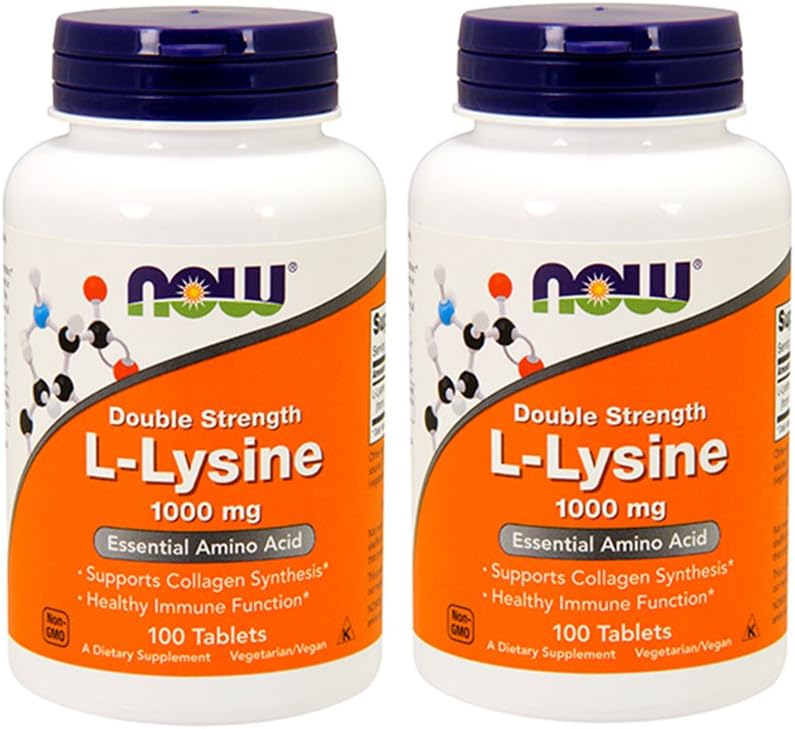 NOW Foods L-Lysine 1000mg, 100 comprimidos (Pacote de 2)