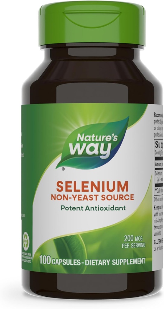 Nature's Way Selenium, Não-Leste Fonte, Antioxidante Potente, 100 Cápsulas (Pacote em Maio Vary)