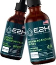 E2H: Clorofila Líquida e Ashwagandha Drops Líquidos □ Vegan, Não-GMO - 2 Fl Oz Cada (4 Fl Oz Total) - Pacote