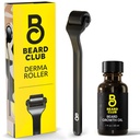 The Beard Club Derma Roller & Beard Growth Oil - Microneedling Roller com 540 Microneedles de titânio para face, corpo e escalpe - Beard Roller com Sandalwood & Cedar Beard Oil