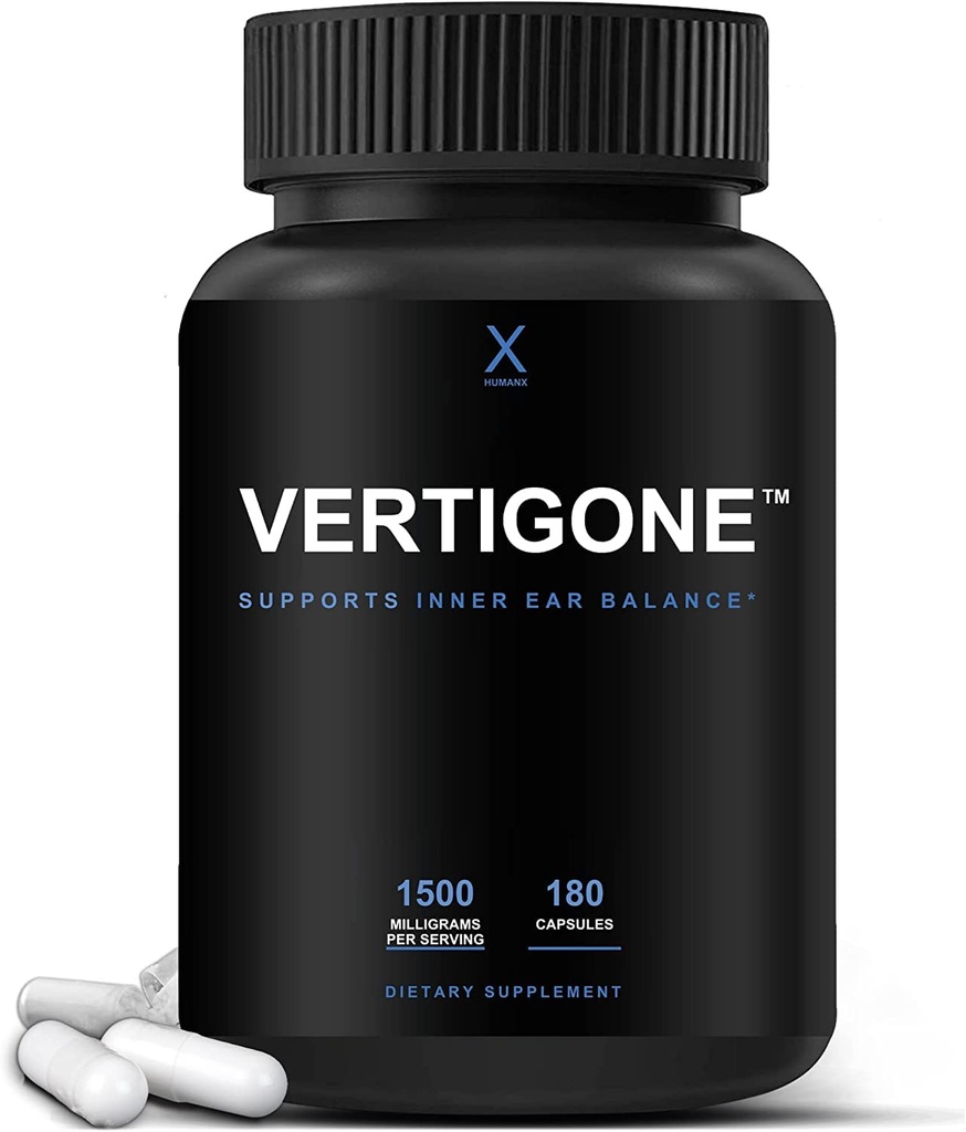 HUMANX VertiGone - Relief Vertigo - Ingredientes testados no tempo - Suplemento de equilíbrio natural antigo interior do ouvido - Alivia tonturas, náuseas, girando & Swaying Sensations - Non GMO - Comprimidos de ajuda tontos