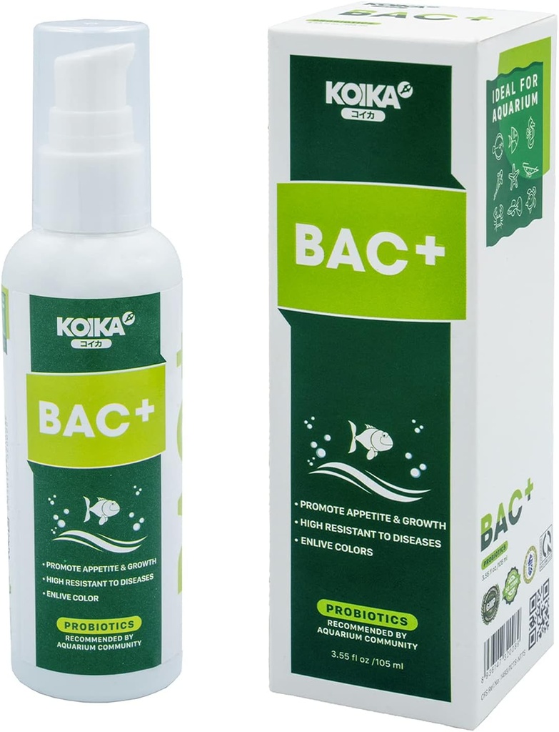 KOIKA BAC+ Probióticos do aquário, Immunity Boosting, resistência da doença e melhorar o sistema digestivo (BAC+,105ml)