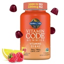 Jardim da Vida Código Vitamina D3 & K2 Gummies com Prebióticos e Probióticos - Saúde Óssea, Saúde Imune, e Suporte Digestivo, Não-GMO, Sem glúten, Framboesa sabor limão, 45 Gummies