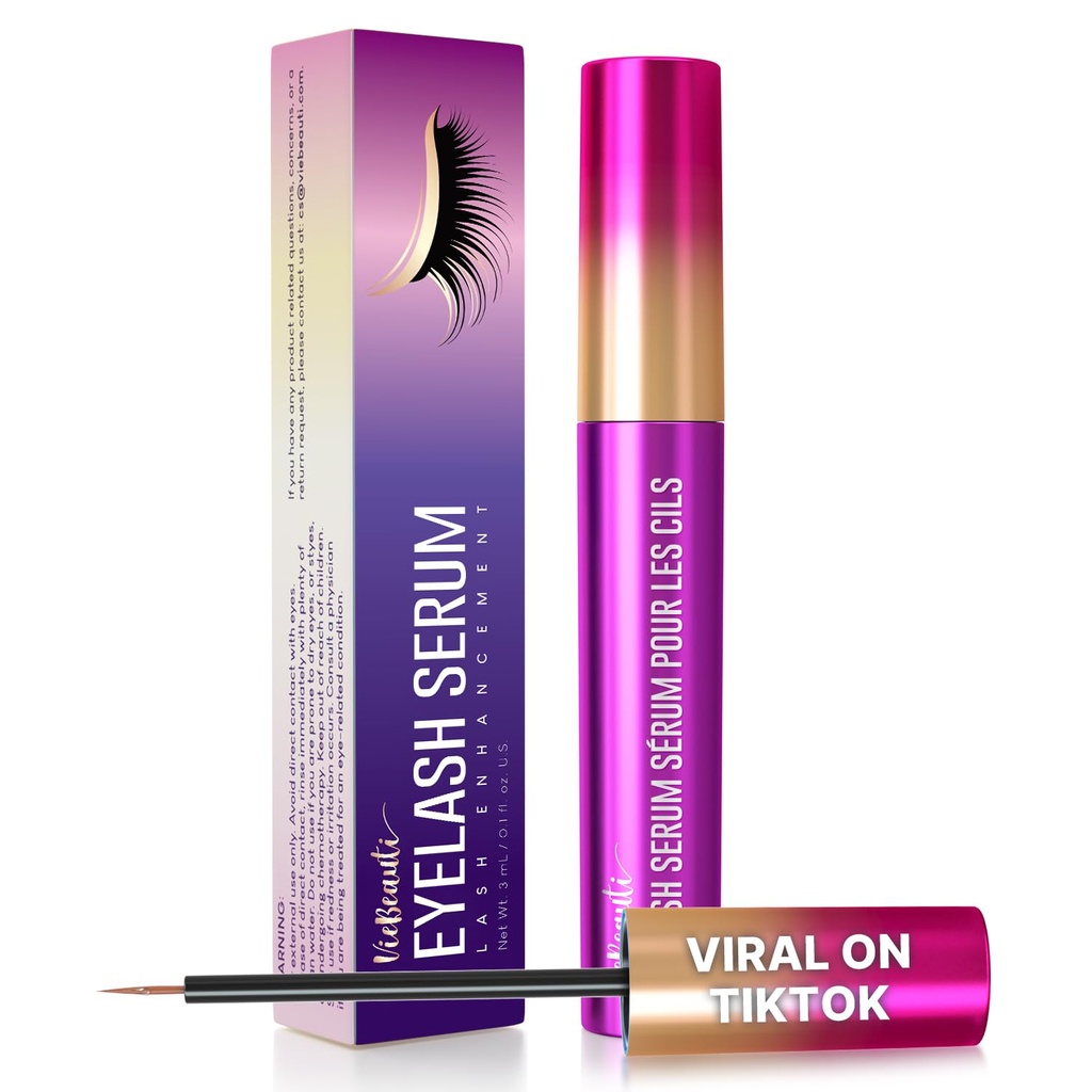 Serum de crescimento de cílios Premium VieBeauti: Lash Enhancing Serum com fórmula avançada para aumentar o comprimento mais completo e mais grosso Olhando pestanas - Vegan & Cruelty-Free para olhos sensíveis 3mL 3mL suprimentos de meses