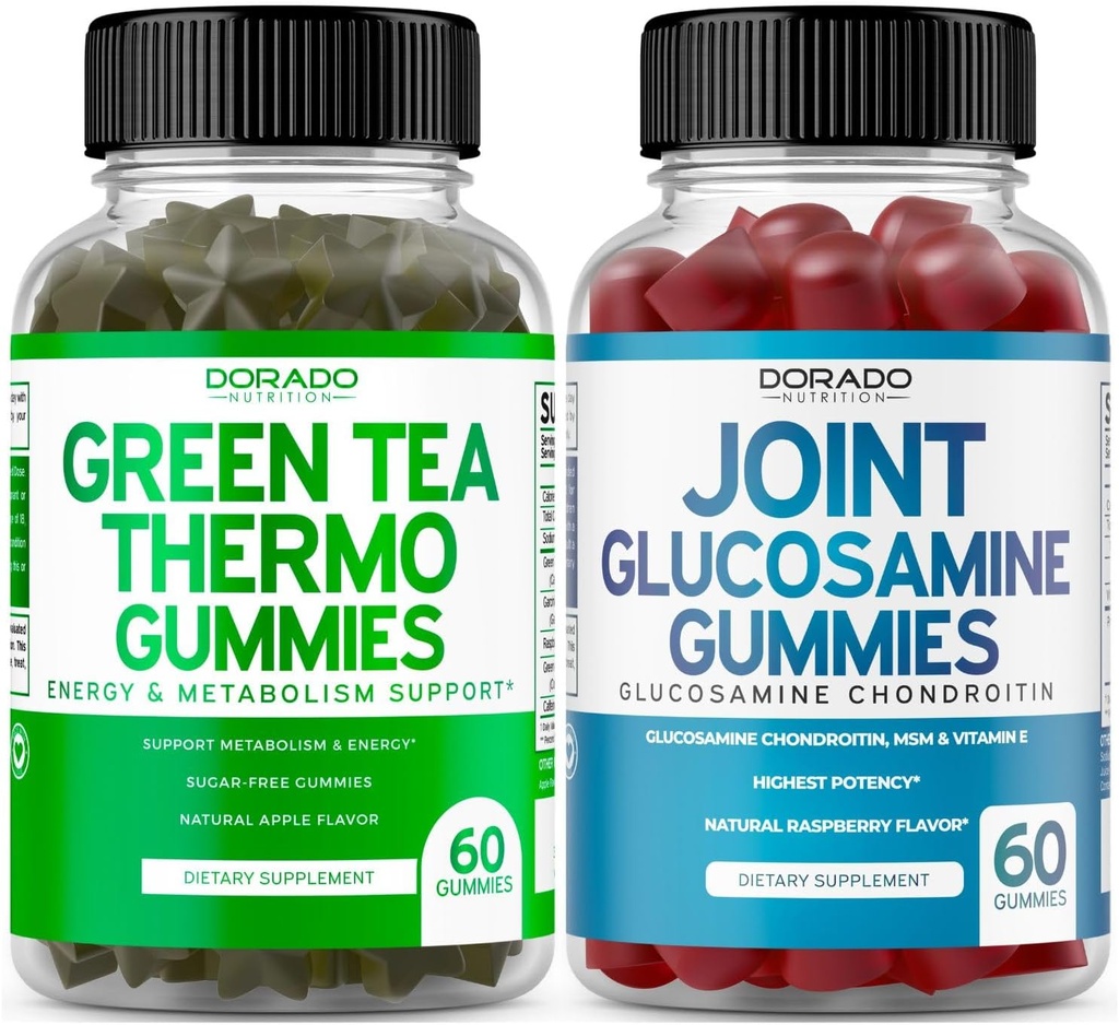 Green Tea Fat Burner Weight Loss (60 chicletes) Apetite Supressora perda de peso Suplemento para homens e mulheres e glucosamina Condroitin Joint Supplement (60 Conde) Suplementos conjuntos para adultos