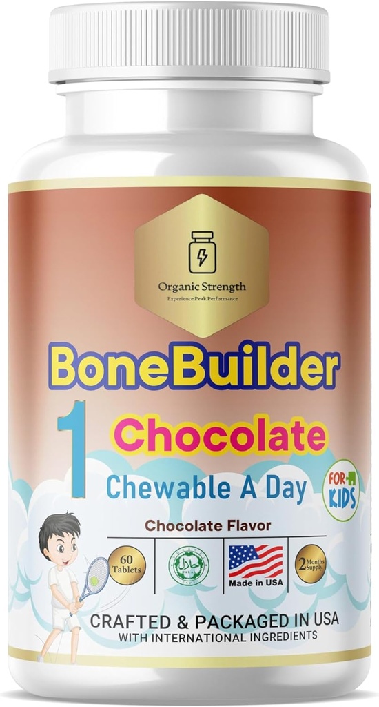 Kids Bone Builder 1 mastigável um dia Halal Vitaminas sabor de chocolate para idade 4-12 60 Servings