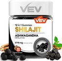 VEV Shilajit Gummies para homens e mulheres 1000mg Shilajit & Ashwagandha Gummies com Sea Moss & L-Teanina para energia, Vitalidade & Stress Equilíbrio