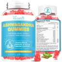 2 Pacotes de pastilhas Ashwagandha com energia de humor GABA Cúrmica e suporte imunológico, sabor de Berry misto 120 Cts