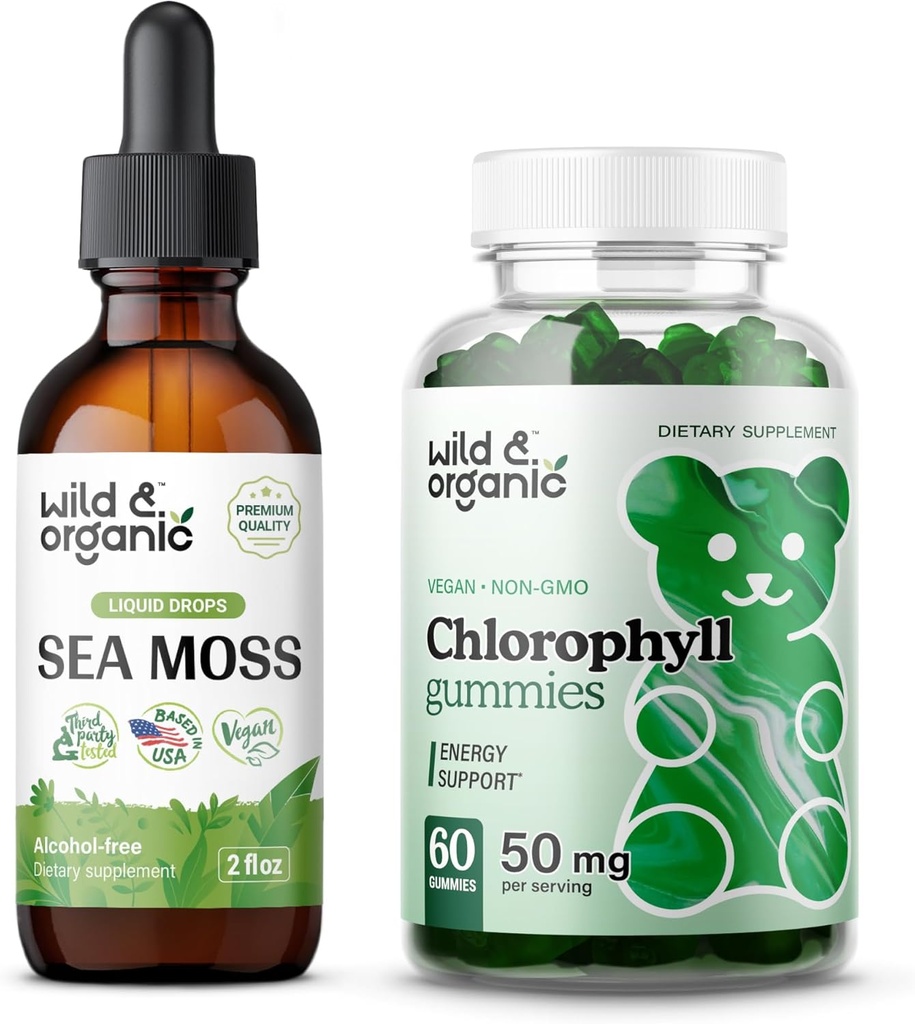 Selvagem e orgânico musgo tintura 2 fl oz & pastilhas de clorofila