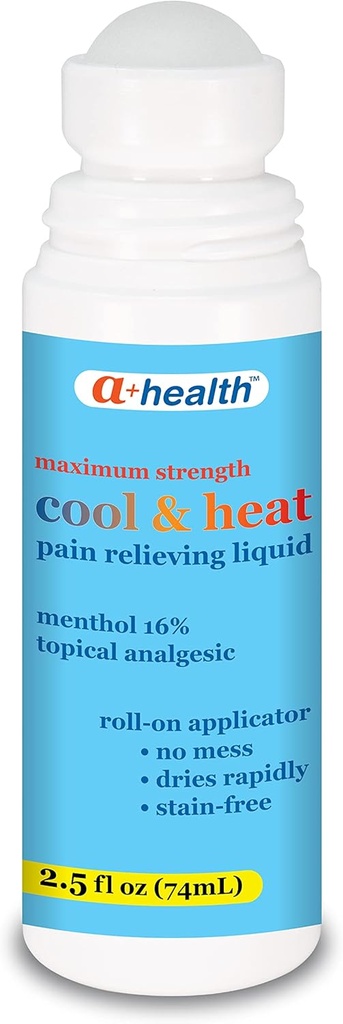 A+Health Cool & Heat Pain Aliviando Líquido, Menthol 16%, força máxima, Roll On, Made in USA, 2,5 fl Ounces (CoolHeat)