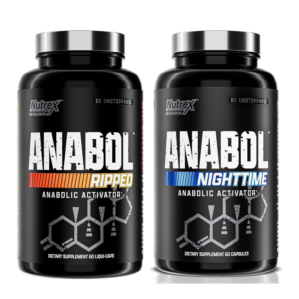 Nutrex Pesquisa Anabol Ripped & Nighttime PM Muscle Builder e Shredding Combo