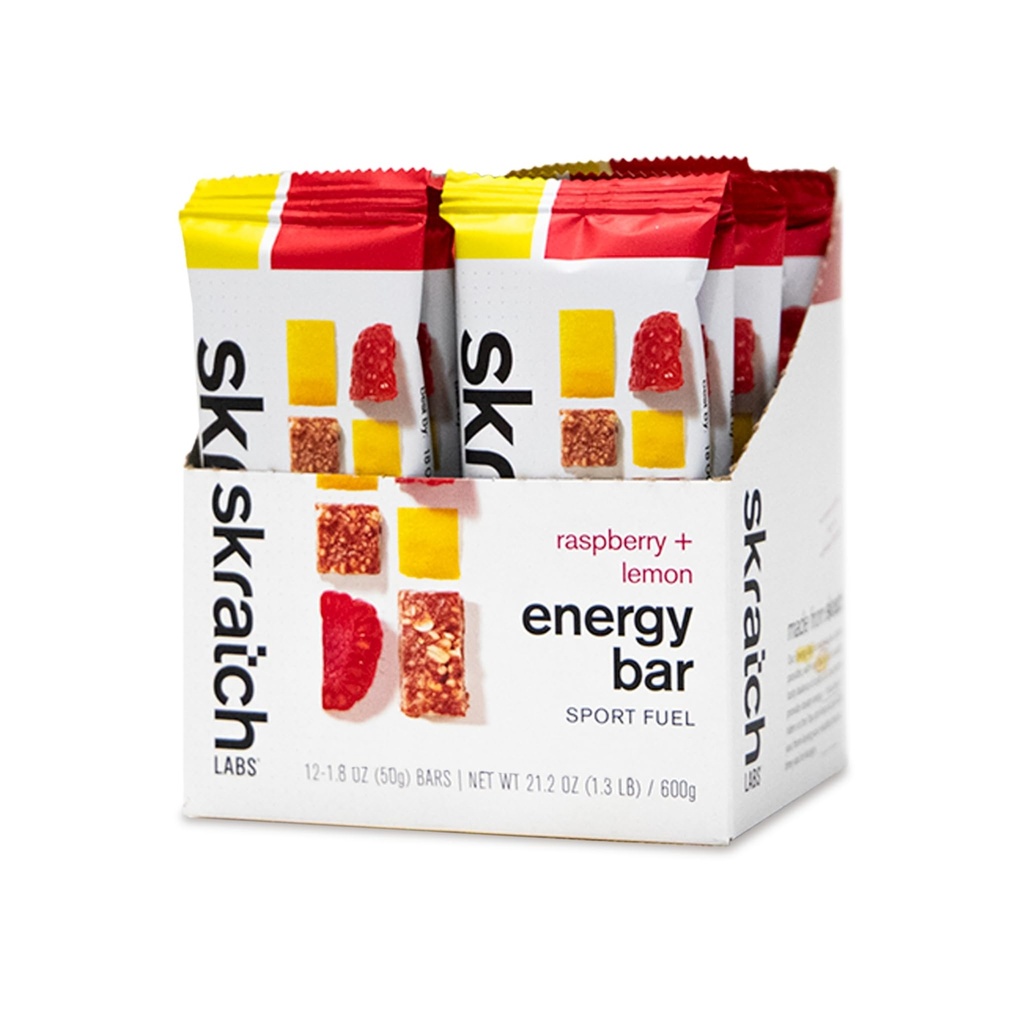 SKRATCH LABS Energy Bar □ Framboesa + Limão (12 pacote) □ Planta Based Snack saudável □ Baixo açúcar - 4g de proteína não-gmo, sem glúten, sem soja, vegan, kosher