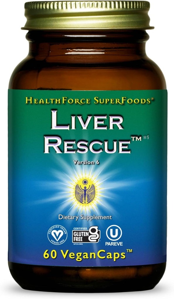 HealthForce SuperFoods Fígado Resgate - Liver Natural Cleanse - com cardo de leite & raiz de dente de leão - Gluten-Free & Vegan - 60 Cápsulas