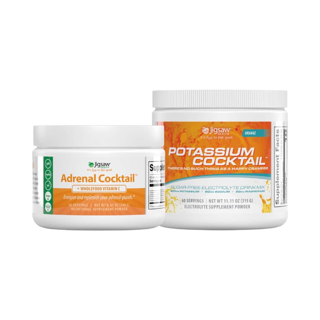 Jigsaw Health Bundle □ Cocktail Adrenal, 60 Servings (Jar) e Potássio Cocktail (Laranja), 60 Servings (Jar)