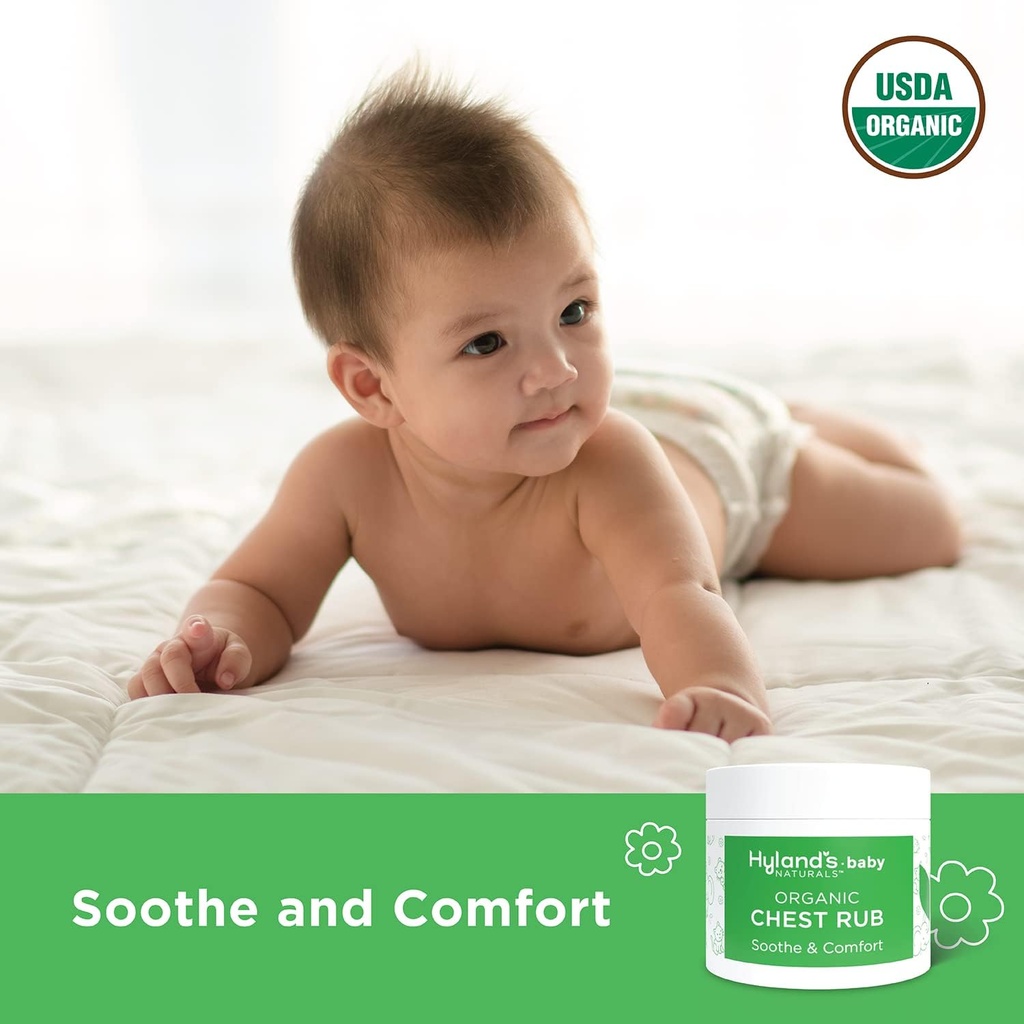 Hiland's Baby Organic Chest Rub, Soothe e Comfort, com lavanda orgânica, hortelã e óleo de camomila, seguro e gentil, dermatologista testado, 1,76 Oz, Infantil (Pack of 2)