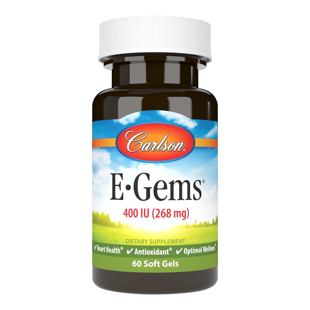 Carlson Labs E-Gems Vitamina E natural, 400 UI, 60 Softgels