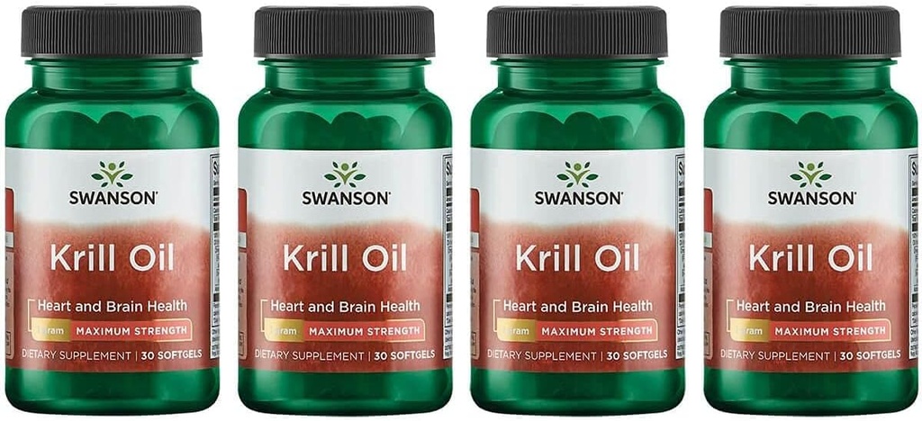 Swanson EFAs- Krill Oil - Força máxima - 1 g, 30 Softgels (4 embalagem)