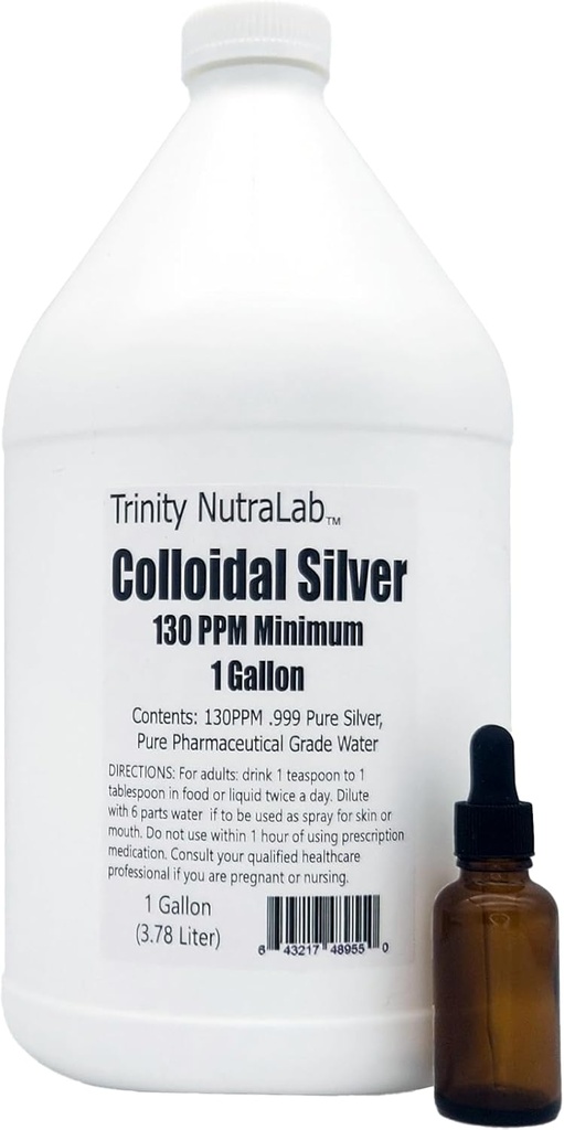 130PPM Prata coloidal (1 Galão). Laboratório certificado testado, 100% puro e natural. Nada adicionado.