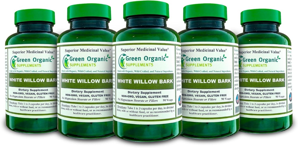 Verde Suplementos Orgânicos White Willow Bark (Pacote de 5)
