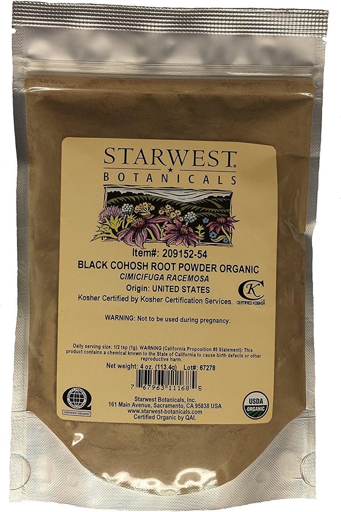Botânicas Starwest Orgânica Cohosh Raiz em pó (4 onça)